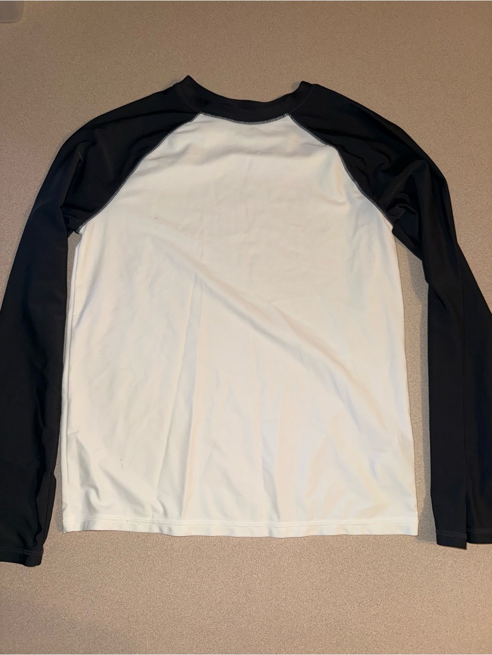 Old Navy Boys size L 10-12 white and charcoal gray Long Sleeve Rash Guard